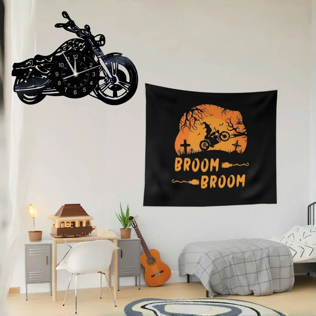 Motorcycle Vinyl Record Wall Clock