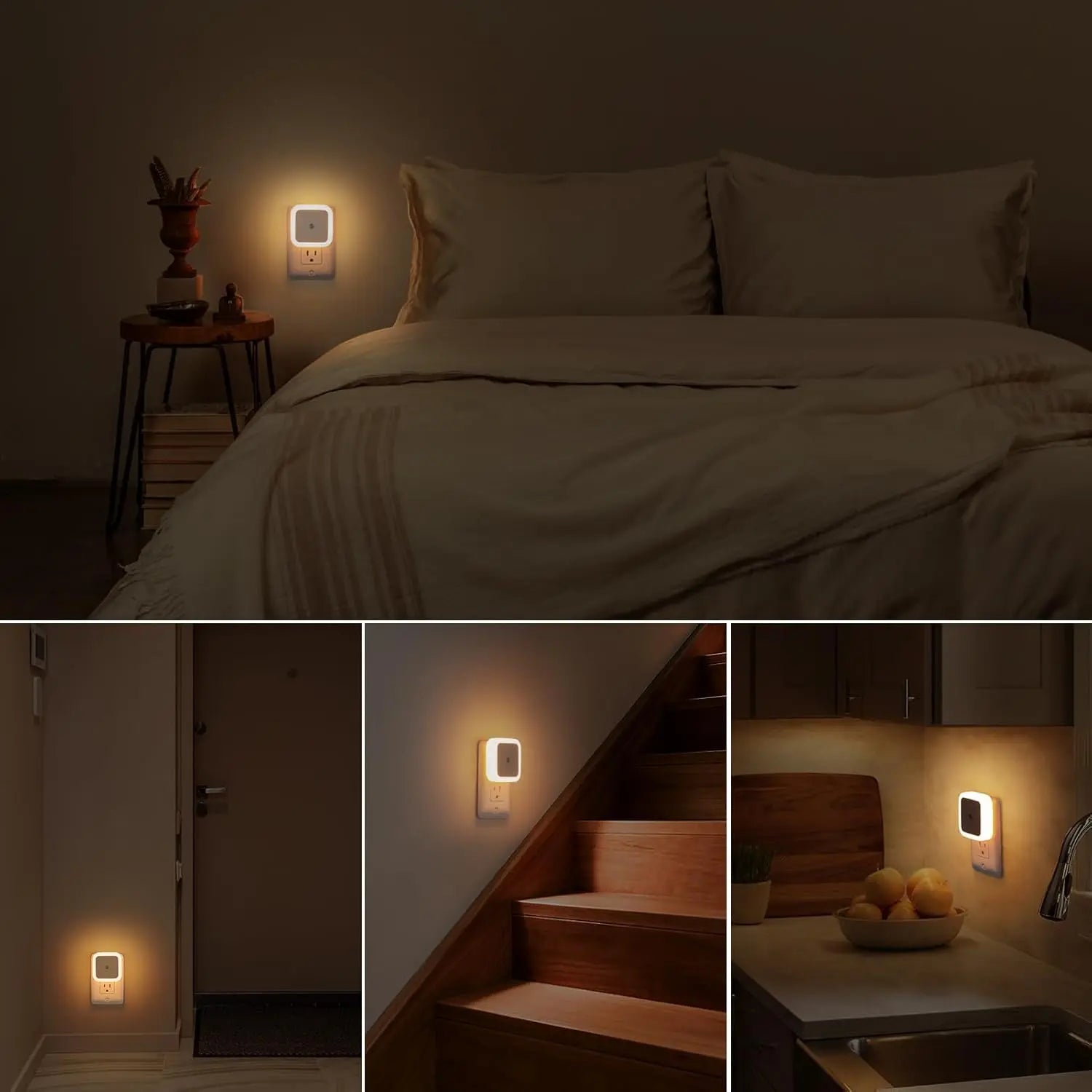 BOBO Sleep Night Lights Plug into Wall, Sleep Light for Kids and Adult, Bedroom Night Light, Light Sensor, LED, Dimmable, Warm Soft Light Plug in Night Light