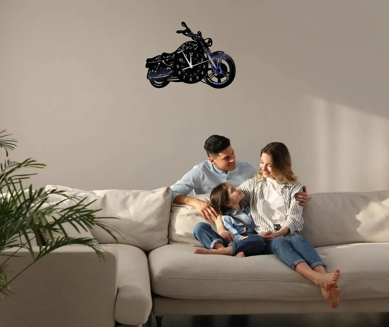 Motorcycle Vinyl Record Wall Clock