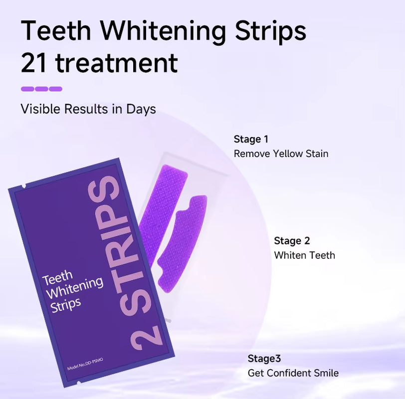 Bright Purple Whitening Strips New Formula Residual Free V34 Teeth Whitening Strips
