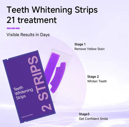 Bright Purple Whitening Strips New Formula Residual Free V34 Teeth Whitening Strips