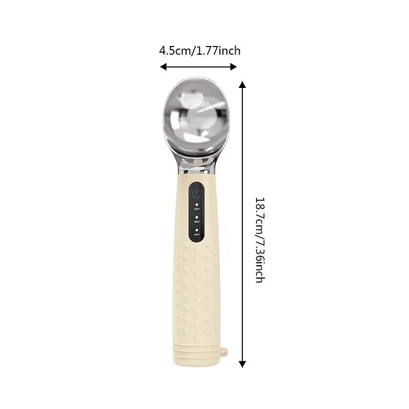 Ice Cream Scoop, Heated Ice Cream Spoon, USB Rechargeable, Easy to Dig Hard Ice Cream, Convenient and Practical Design