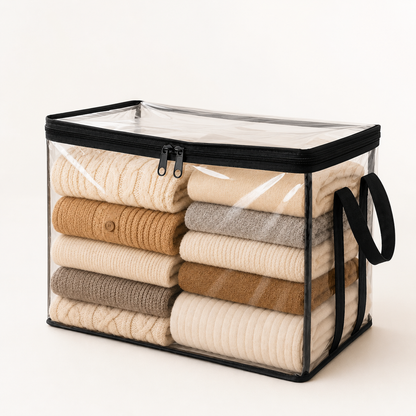 Clear PVC Storage Box with Handle - Dustproof Durable Organizer