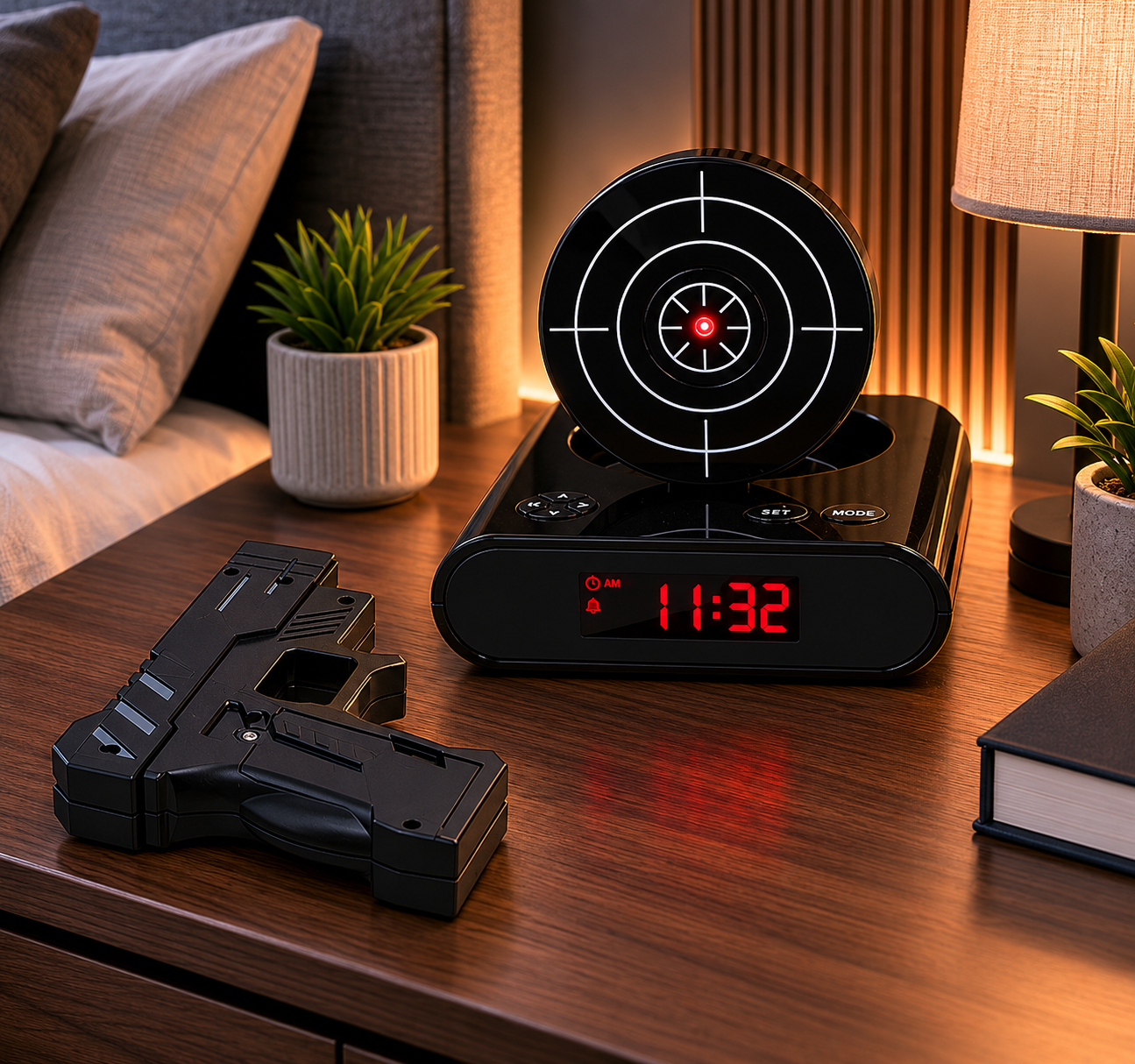 Gun Lovers Aim & Shoot Alarm Clock 