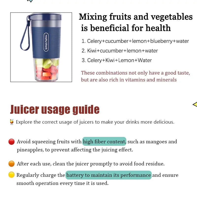 Portable USB Rechargeable Blender & Smoothie Maker