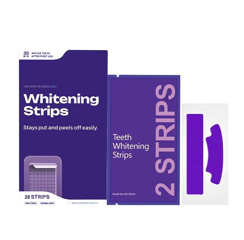 Bright Purple Whitening Strips New Formula Residual Free V34 Teeth Whitening Strips