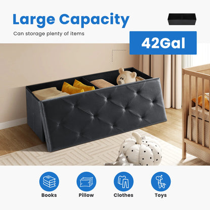 Folding Storage Ottoman Bench