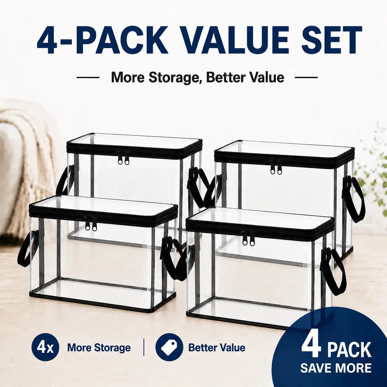 Clear PVC Storage Box with Handle - Dustproof Durable Organizer