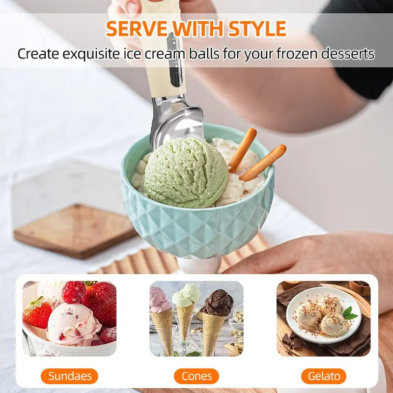 Ice Cream Scoop, Heated Ice Cream Spoon, USB Rechargeable, Easy to Dig Hard Ice Cream, Convenient and Practical Design