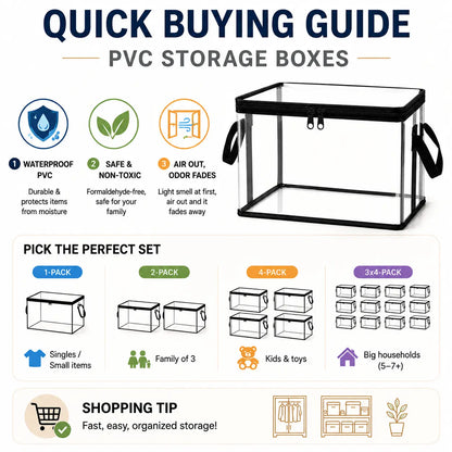 Clear PVC Storage Box with Handle - Dustproof Durable Organizer