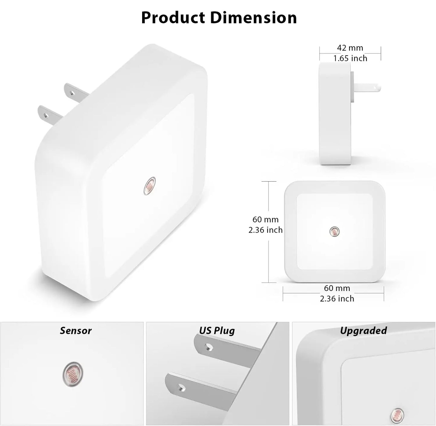 BOBO Sleep Night Lights Plug into Wall, Sleep Light for Kids and Adult, Bedroom Night Light, Light Sensor, LED, Dimmable, Warm Soft Light Plug in Night Light