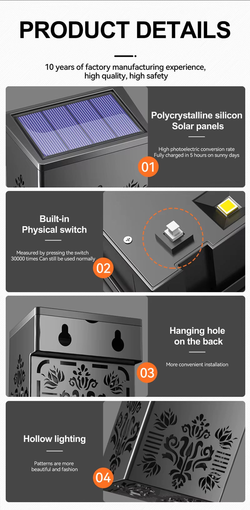 Elegant Design Solar Wall/Fence Light 