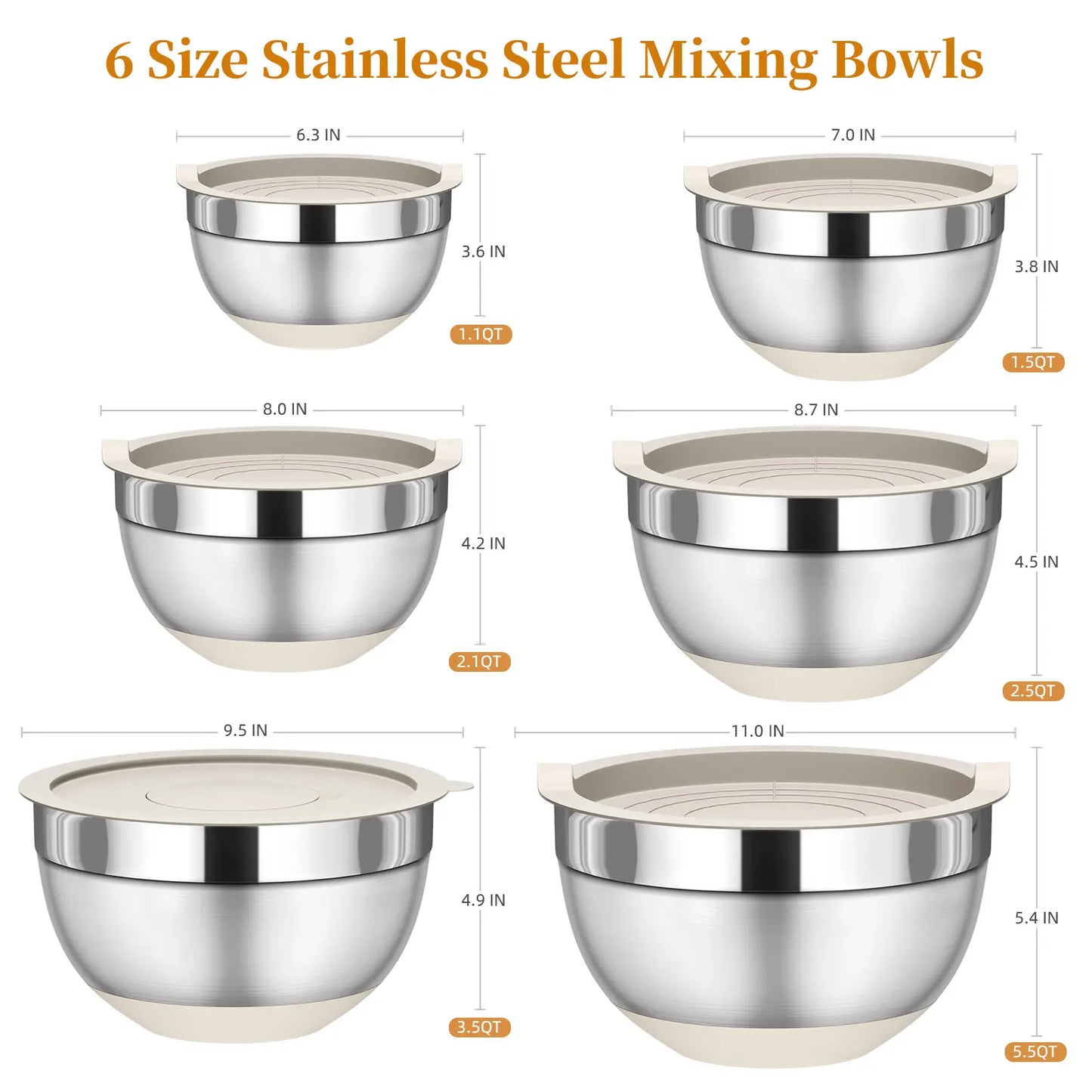 6 Piece Mixing Bowls with Lids Set