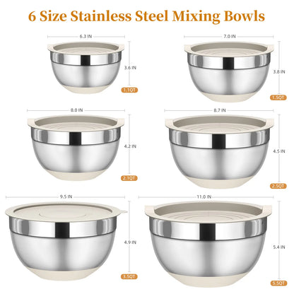 6 Piece Mixing Bowls with Lids Set