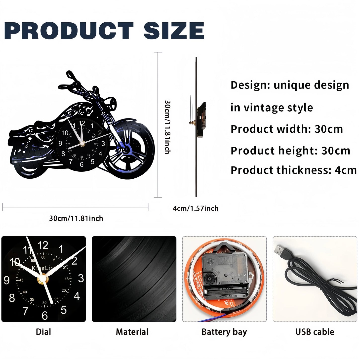 Motorcycle Vinyl Record Wall Clock