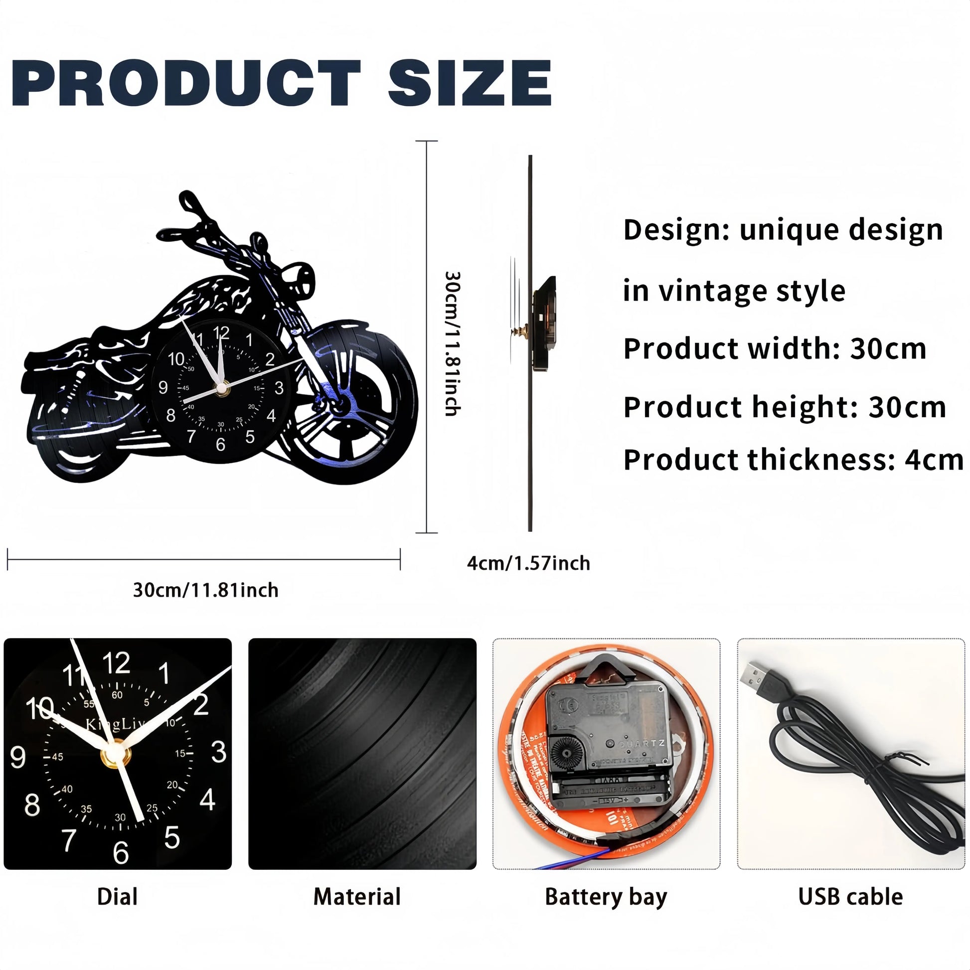 Motorcycle Vinyl Record Wall Clock