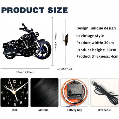 Motorcycle Vinyl Record Wall Clock