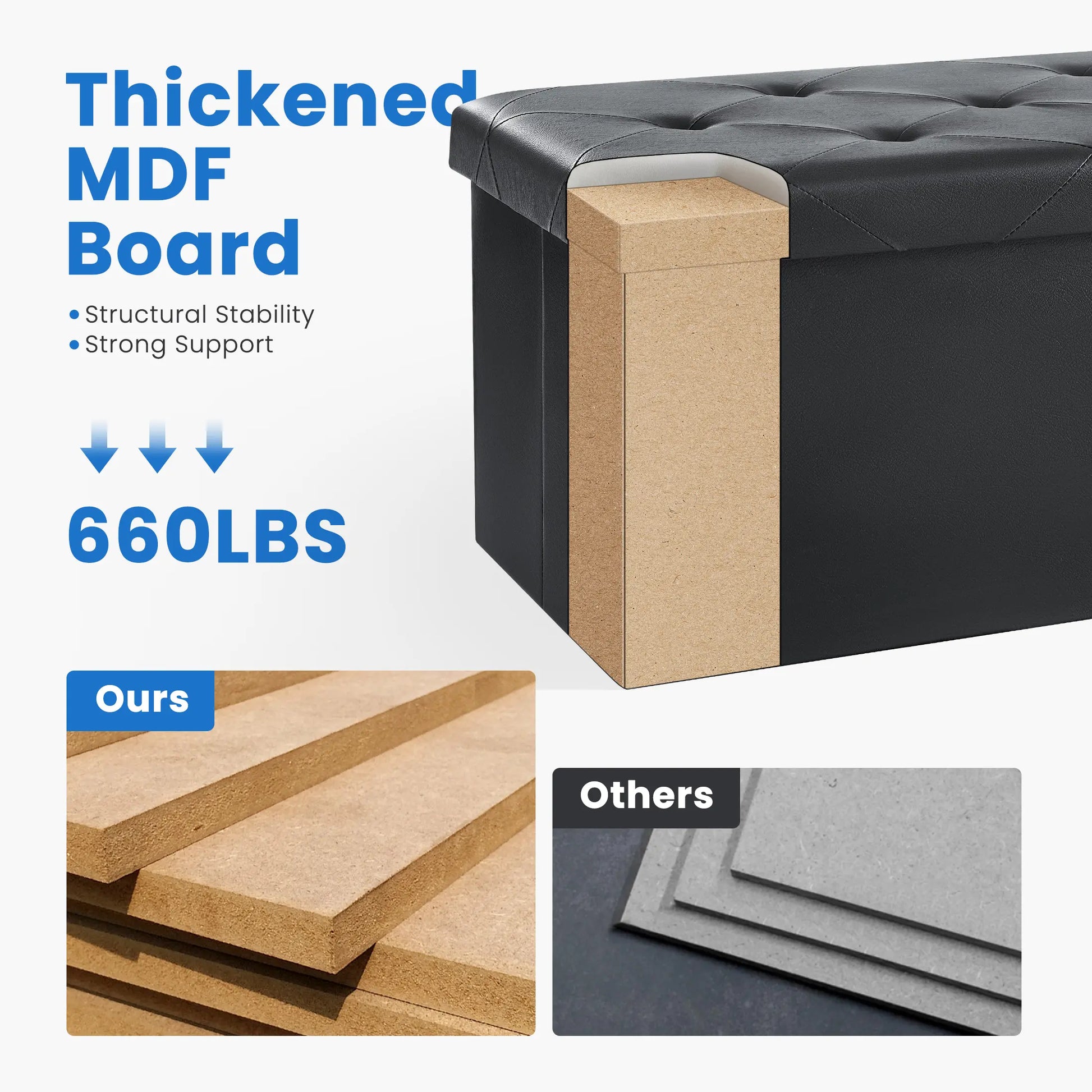Folding Storage Ottoman Bench