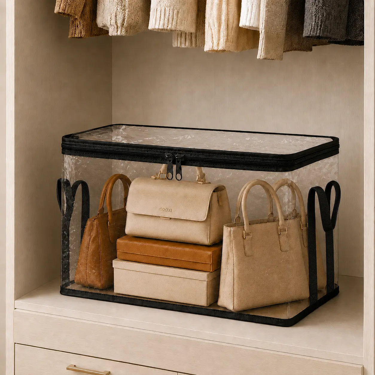 Clear PVC Storage Box with Handle - Dustproof Durable Organizer