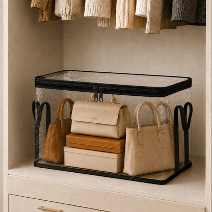 Clear PVC Storage Box with Handle - Dustproof Durable Organizer