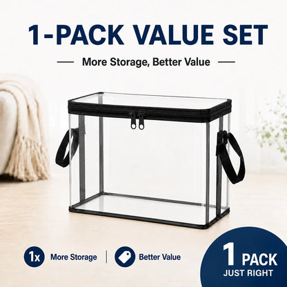 Clear PVC Storage Box with Handle - Dustproof Durable Organizer