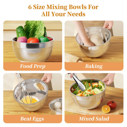 6 Piece Mixing Bowls with Lids Set