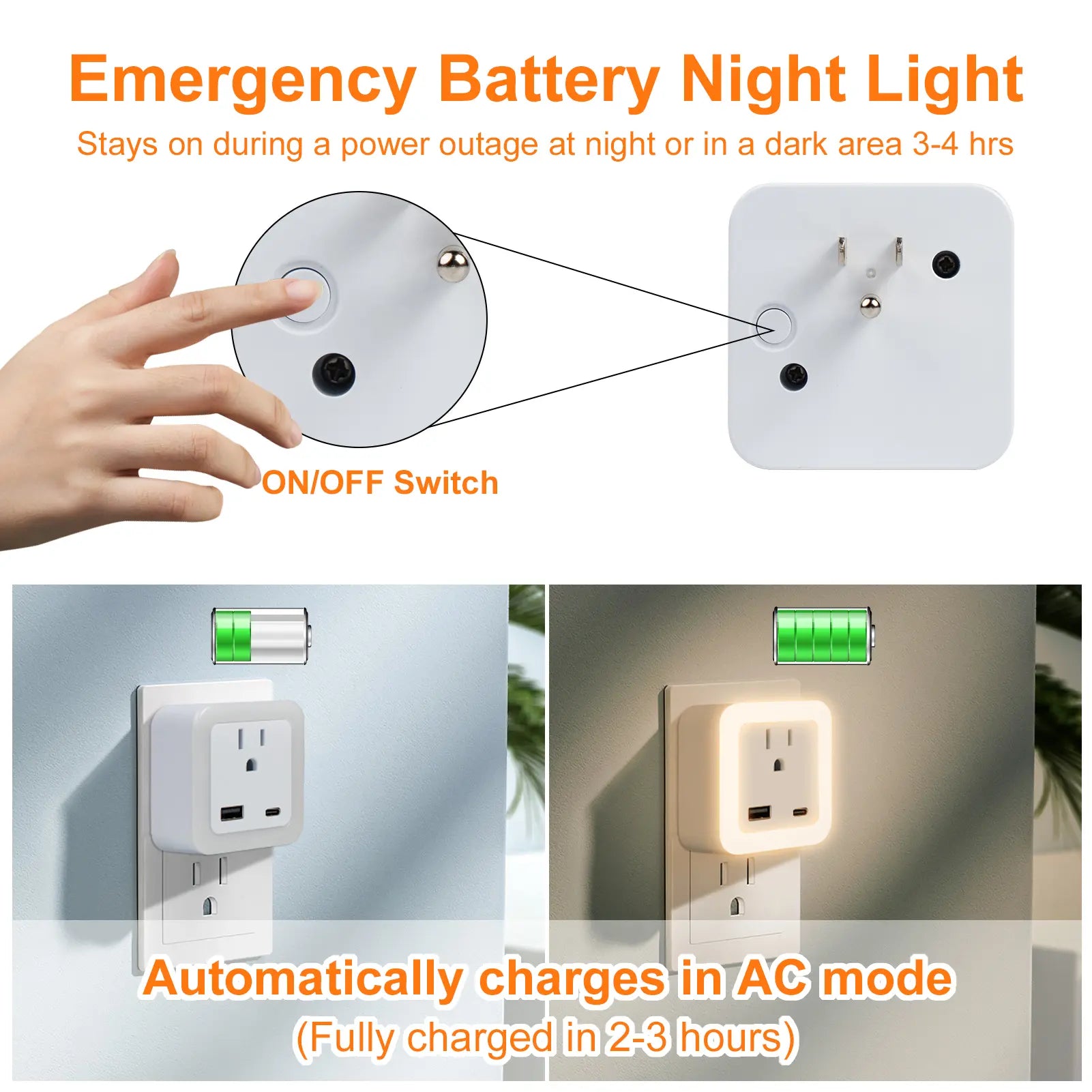 2-Pack USB Wall Night Lights