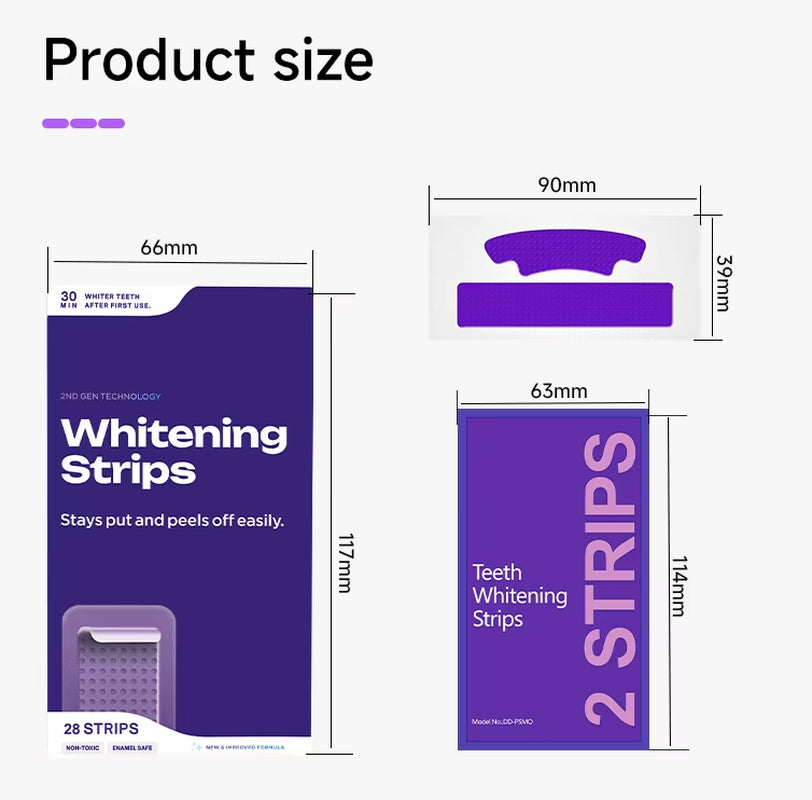 Bright Purple Whitening Strips New Formula Residual Free V34 Teeth Whitening Strips