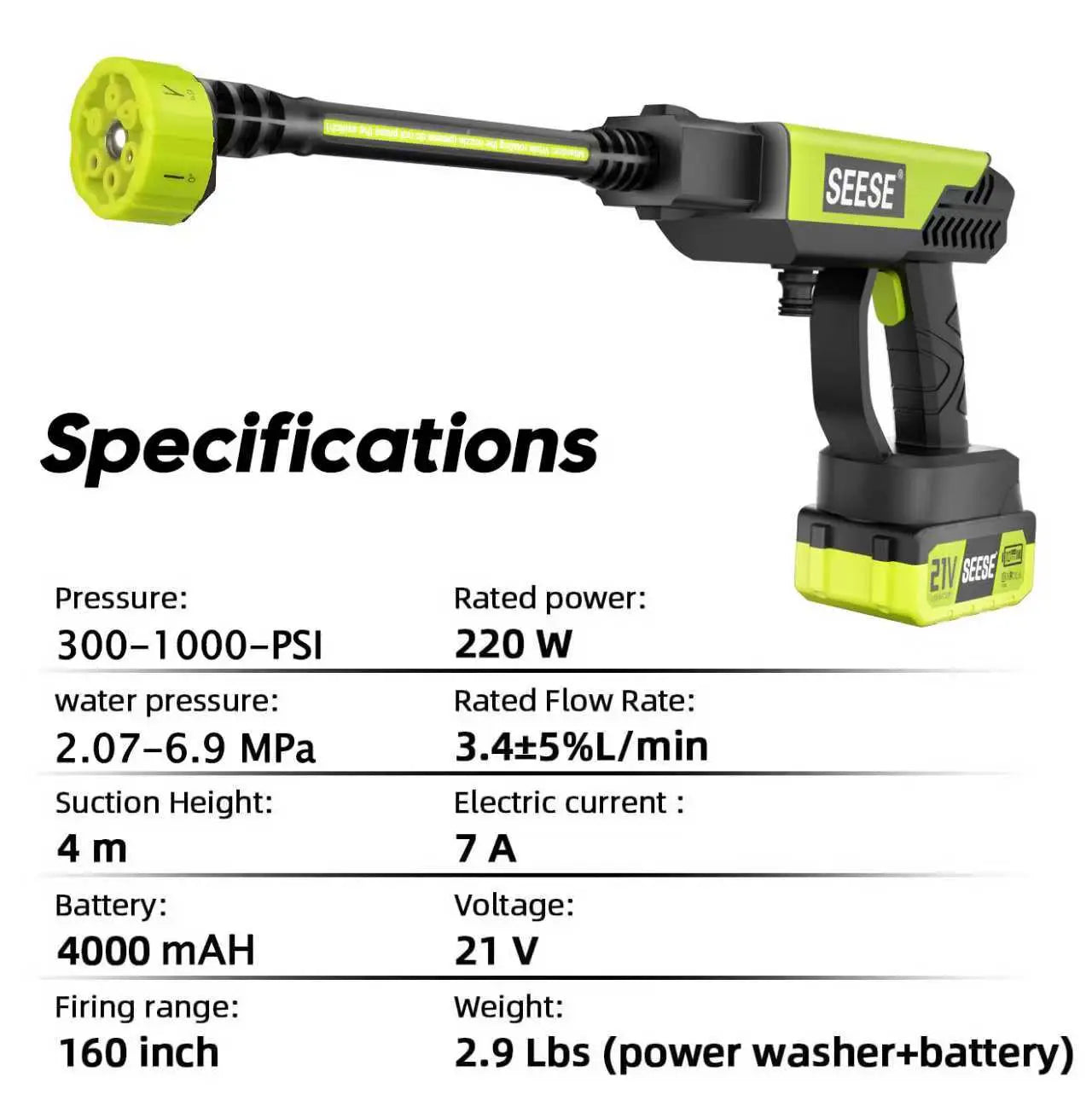 Seese Cordless Pressure Washer and Single Port Charger Base
