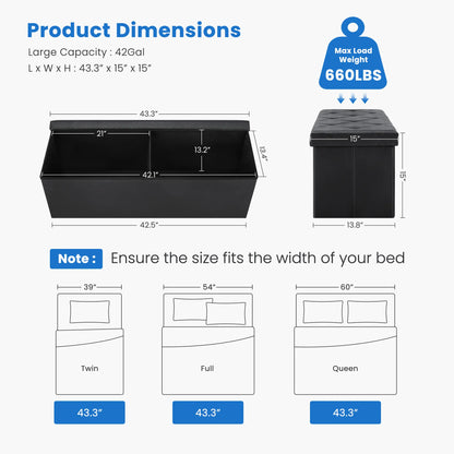 Folding Storage Ottoman Bench