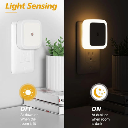 BOBO Sleep Night Lights Plug into Wall, Sleep Light for Kids and Adult, Bedroom Night Light, Light Sensor, LED, Dimmable, Warm Soft Light Plug in Night Light