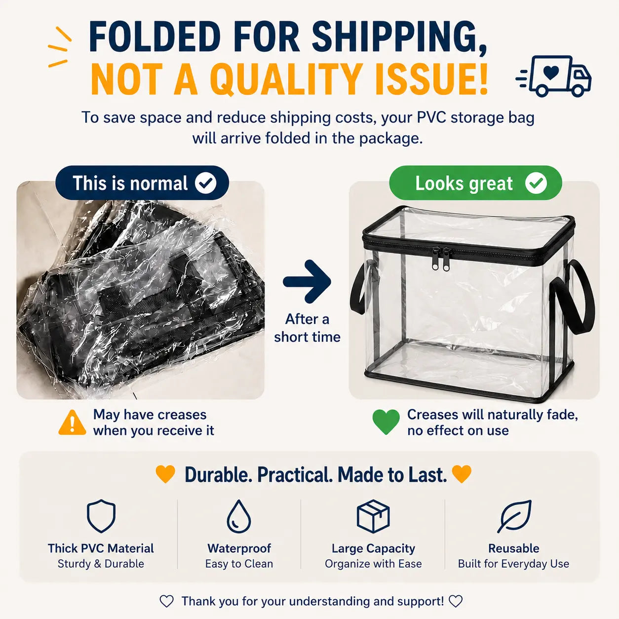 Clear PVC Storage Box with Handle - Dustproof Durable Organizer