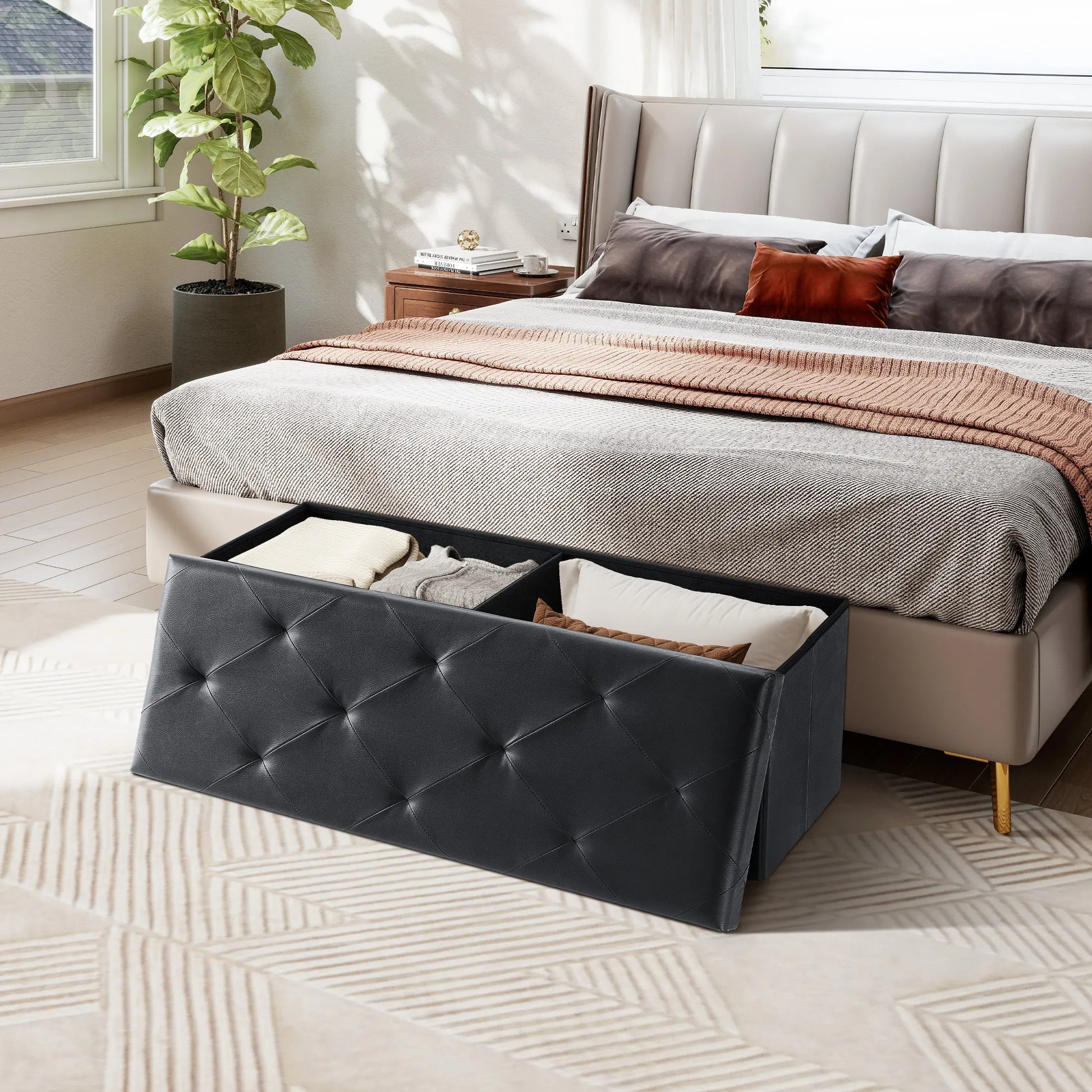 Folding Storage Ottoman Bench