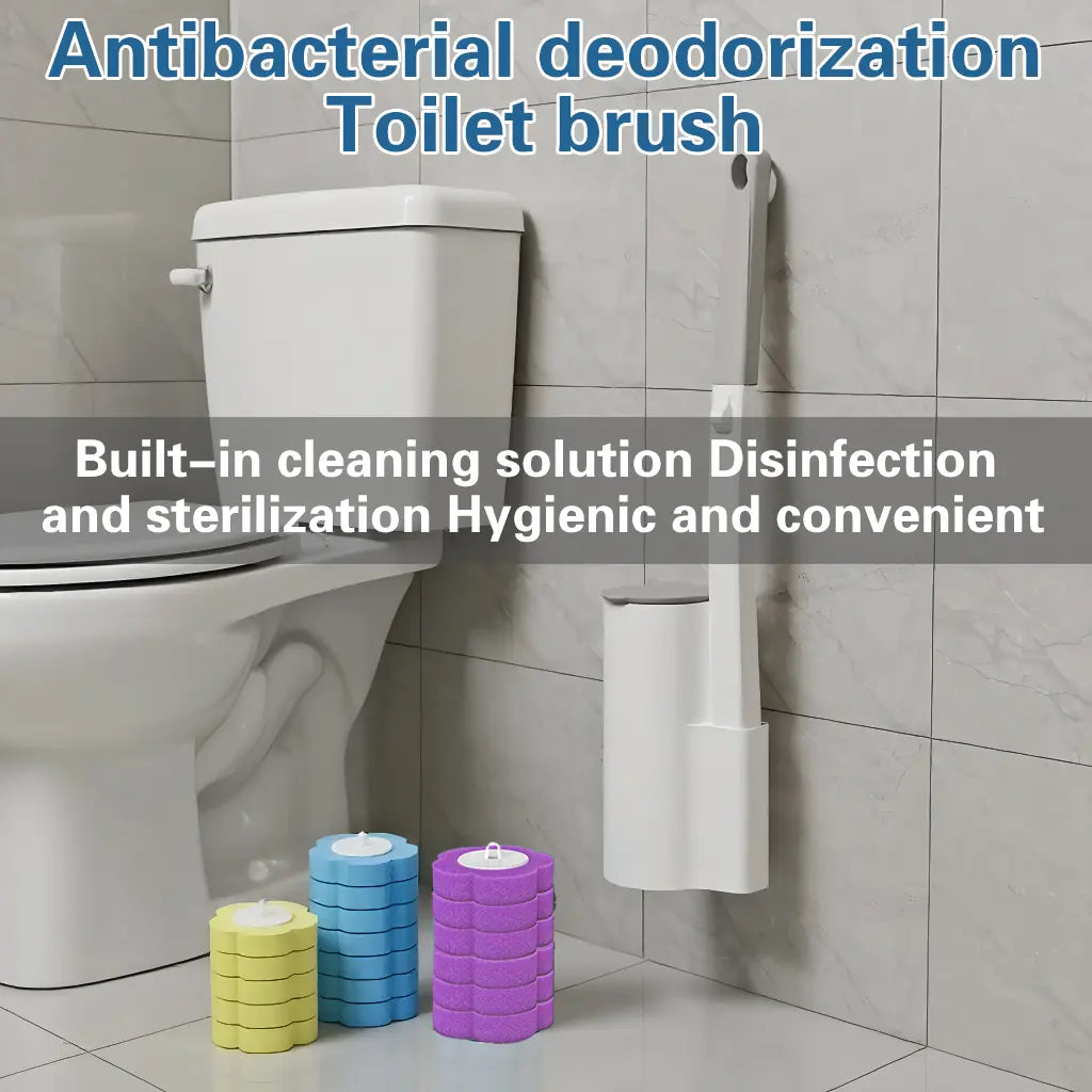 Home Essentials Disposable Toilet Brush Set-Includes 24 Disposable Replacement Heads+Toilet Brush+Wall-Mounted Toilet Caddy,Easy to Use,Thorough Cleaning,Antibacterial,Deodorizing,Dispose after Use,No Secondary Contamination,Cleaning Supplies and Tools Ti