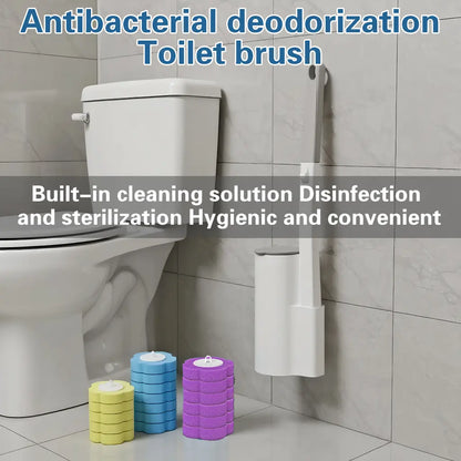 Home Essentials Disposable Toilet Brush Set-Includes 24 Disposable Replacement Heads+Toilet Brush+Wall-Mounted Toilet Caddy,Easy to Use,Thorough Cleaning,Antibacterial,Deodorizing,Dispose after Use,No Secondary Contamination,Cleaning Supplies and Tools Ti