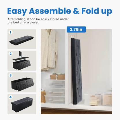 Folding Storage Ottoman Bench
