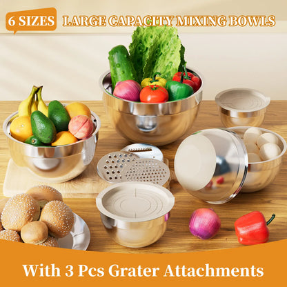 6 Piece Mixing Bowls with Lids Set