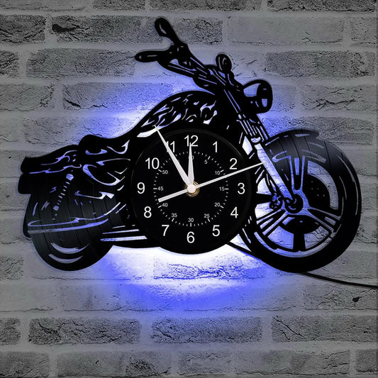 Motorcycle Vinyl Record Wall Clock