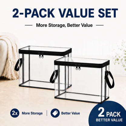 Clear PVC Storage Box with Handle - Dustproof Durable Organizer
