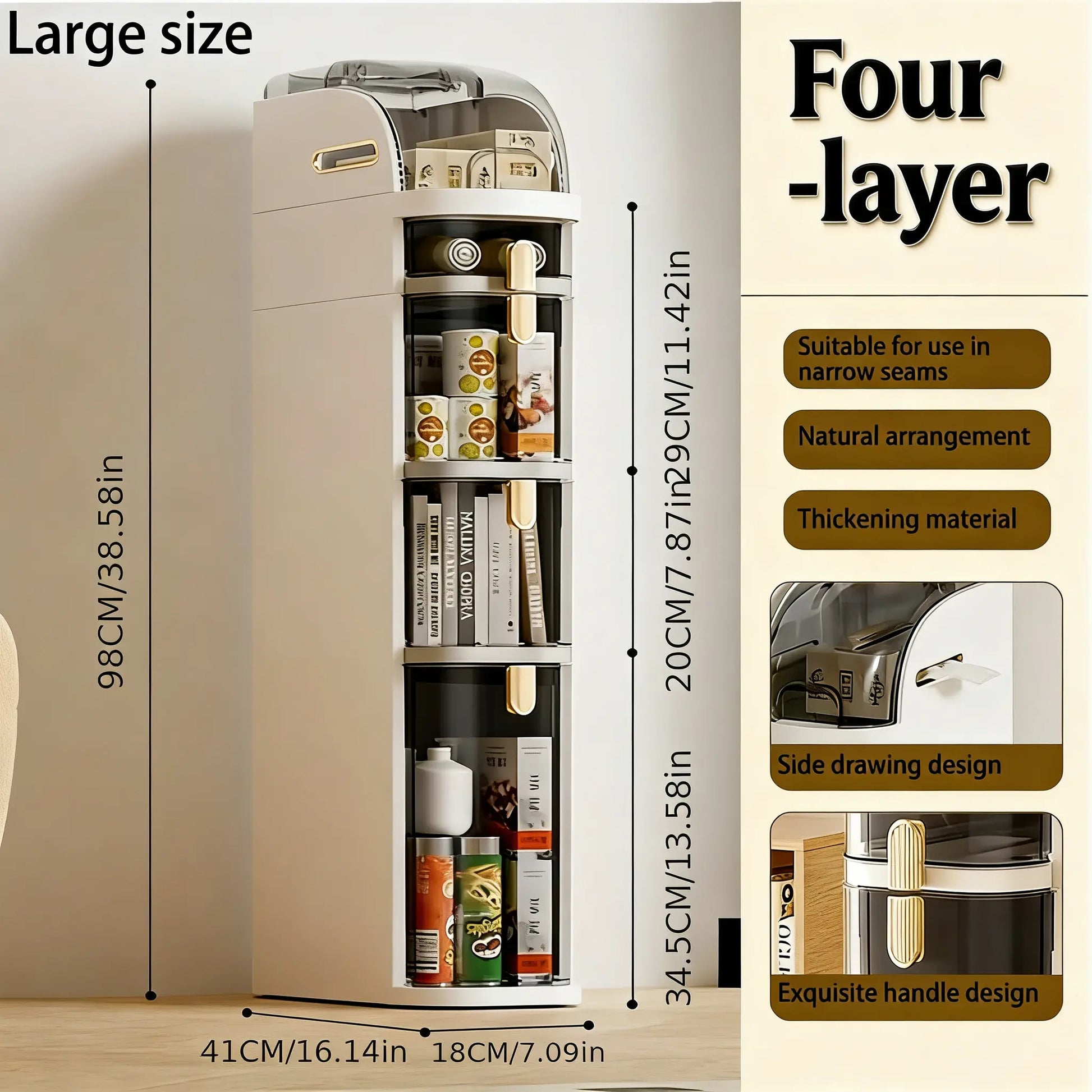4-Layer Ultra-Thin Bathroom Storage Cabinet